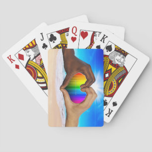 Jeu De Cartes SlipperyJoe dégradé de cœur arc-en-ciel vif interr