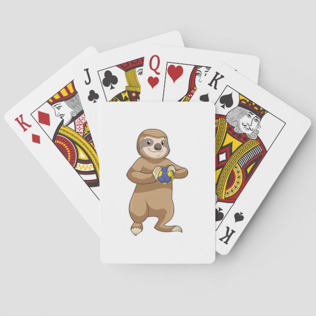 Jeu De Cartes Sloth comme joueur de handball avec Handball (dos)