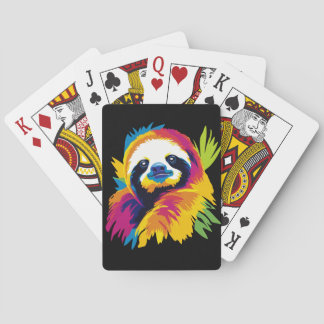 Jeu De Cartes Sloth Portrait Illustration Watercolour Painting