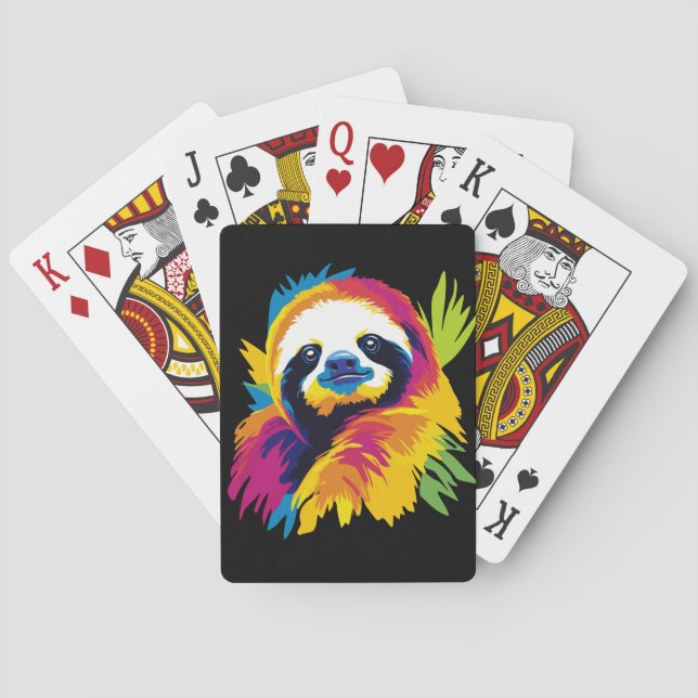 Jeu De Cartes Sloth Portrait Illustration Watercolour Painting (dos)