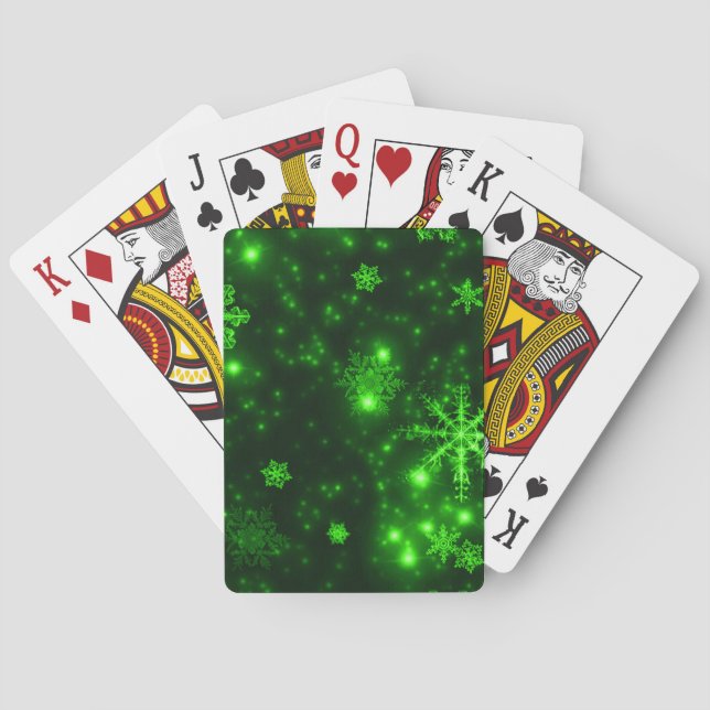 Jeu De Cartes Snowflakes with Green Background (dos)