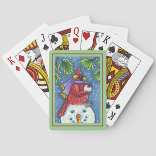 JEU DE CARTES SNOWMAN BODYGUARD, CHRISTMAS CARDINAL REDBIRD