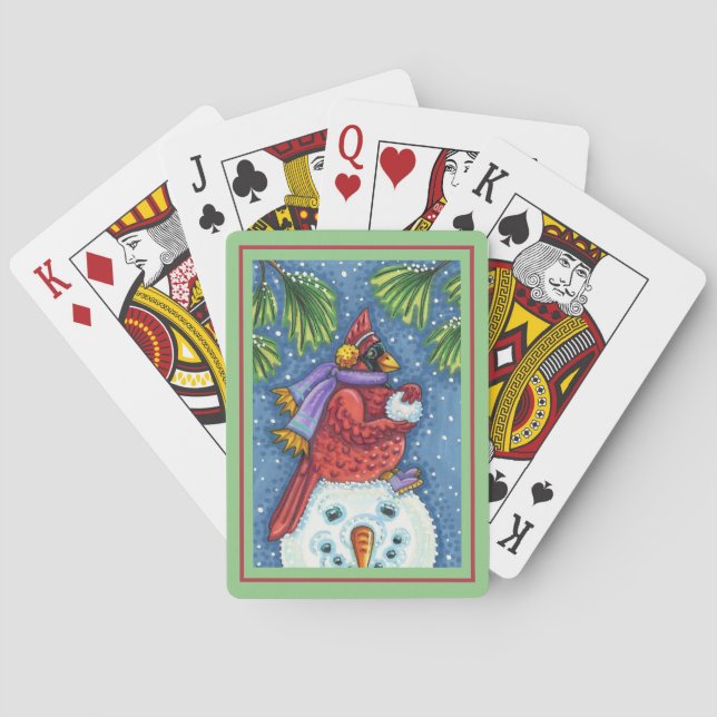 JEU DE CARTES SNOWMAN BODYGUARD, CHRISTMAS CARDINAL REDBIRD (dos)