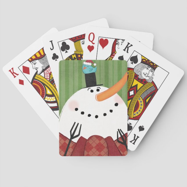 Jeu De Cartes Snowman de Noël avec chant d'oiseau (dos)