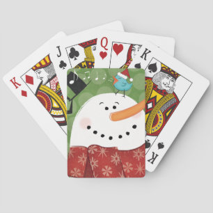 Jeu De Cartes Snowman de Noël avec oiseau