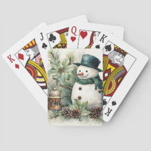 Jeu De Cartes Snowman d'hiver avec Écharpe verte