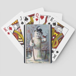 Jeu De Cartes Snowman vintage avec Robin