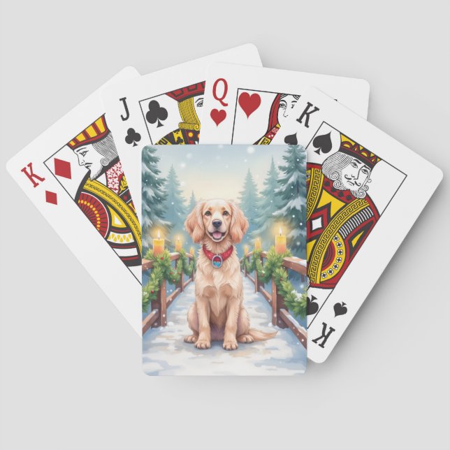 Jeu De Cartes Snowy Bridge Boykin Spaniel Christmas Art (dos)