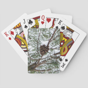 Jeu De Cartes Snowy Pine Cône II hiver Photographie de la nature