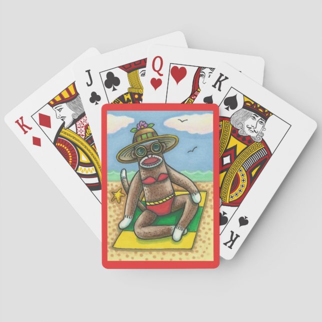Jeu De Cartes SOCK MONKEY RED BIKINI, AU CARTOON DE PLAGE Drôle (dos)