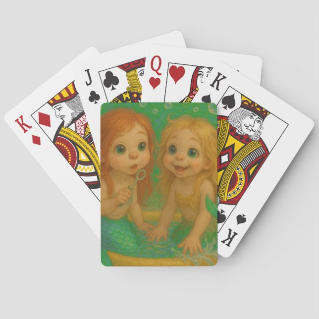 Jeu De Cartes Soeurs sirènes mignonnes grand oeil à patauger ima (dos)