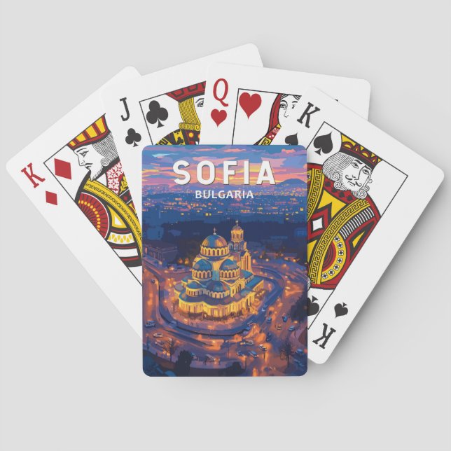 Jeu De Cartes Sofia Bulgarie Illustration Voyage Art Vintage (dos)
