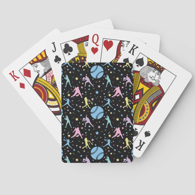 Jeu De Cartes Softball Féminin - Joueuses avec Étoiles (dos)