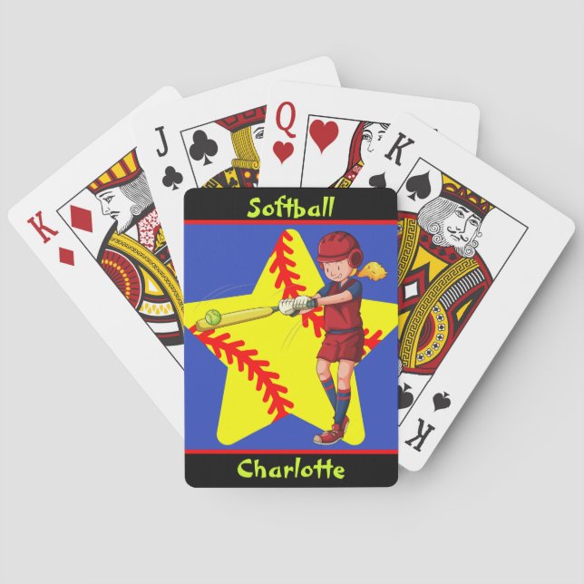 Jeu De Cartes Softball Girls Star Batter Swing Personnalisé (dos)