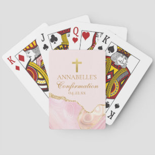 Jeu De Cartes Soignée de confirmation Pink Gold Personnalisé