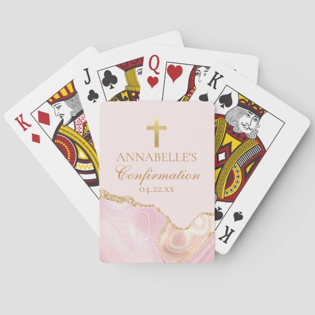 Jeu De Cartes Soignée de confirmation Pink Gold Personnalisé (dos)