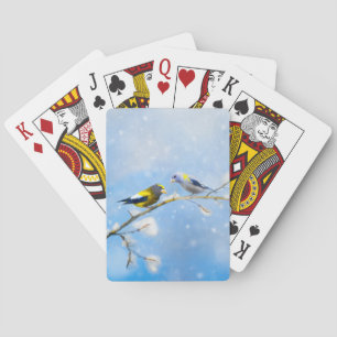 Jeu De Cartes Soirée Grosbeak Peinture - Cute Original Chien Art
