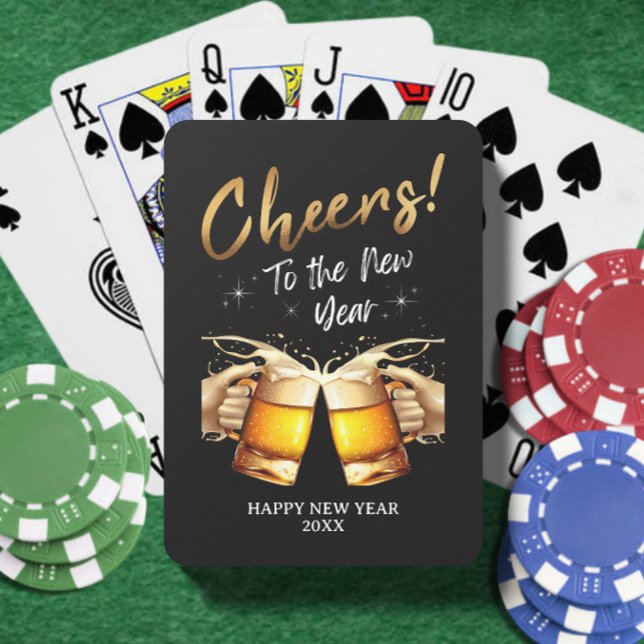 Jeu De Cartes Soirée Noire & Or au Nouvel An 2024 (Black & Gold Cheers to New Years Eve Party 2024 Playing Cards)