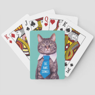Jeu De Cartes "SOIS GÉNIAL !" Chat au nœud papillon bleu, sarcel