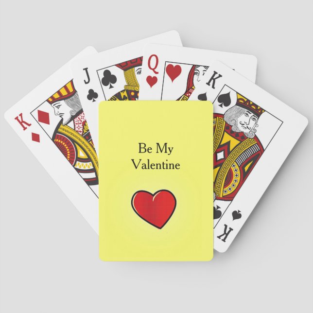 Jeu De Cartes Sois mon coeur rouge valentin en jaune (dos)