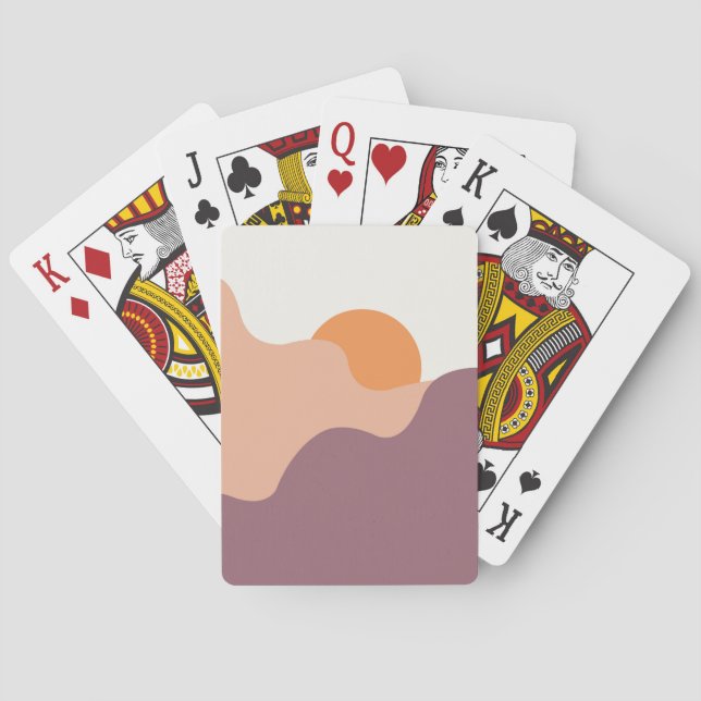 Jeu De Cartes Soleil descend derrière les collines pourpres (dos)