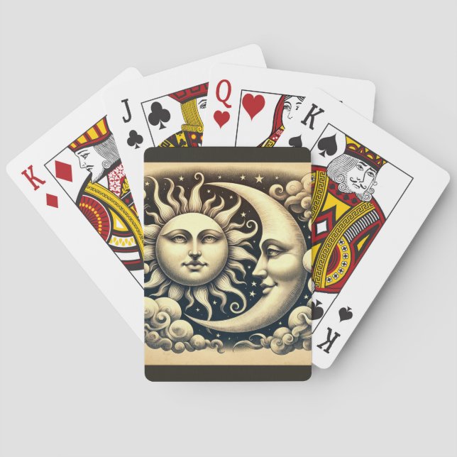 Jeu De Cartes Soleil et Lune Célestes Vintage (dos)