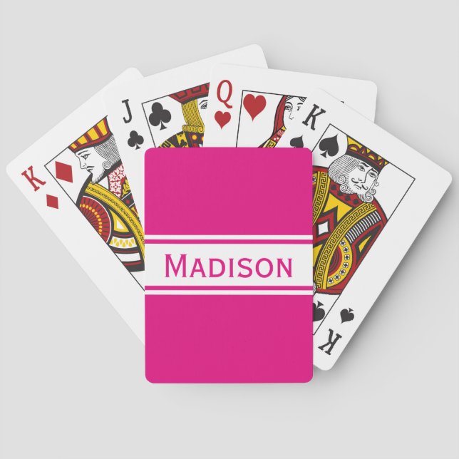 Jeu De Cartes Solide Rose Chaud Blancs Nom moderne (dos)