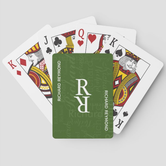 Jeu De Cartes Son nom personnalisé vert (dos)