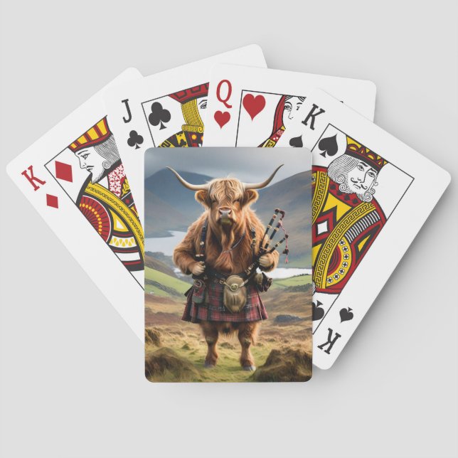 Jeu De Cartes Sonneur de cornemuse de vache des Highlands écossa (dos)