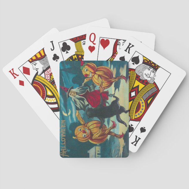Jeu De Cartes Sorcière dansante Jack O' Lantern Monstre Chat Noi (dos)