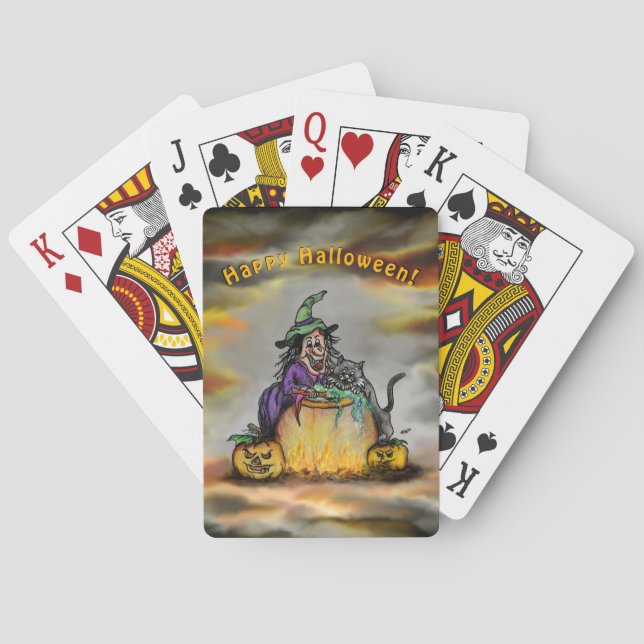 Jeu De Cartes Sorcière et chat noir, Happy Halloween ! (dos)