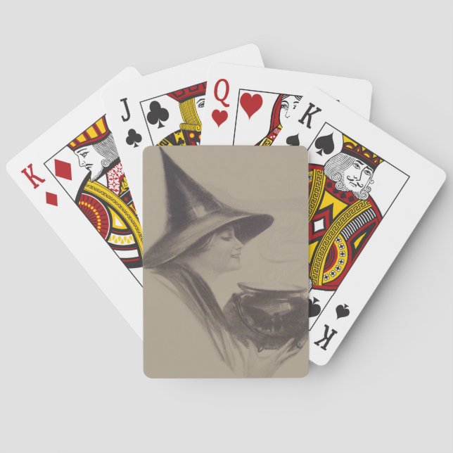 Jeu De Cartes Sorcière souriante Cauldron Spell Potion Sepia (dos)