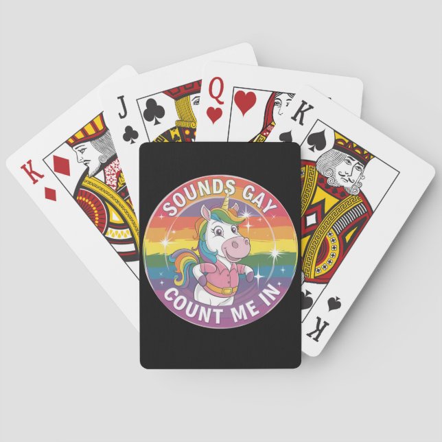 Jeu De Cartes Sounds Gay Count Me In Unicorn Rainbow LGBTQ (dos)