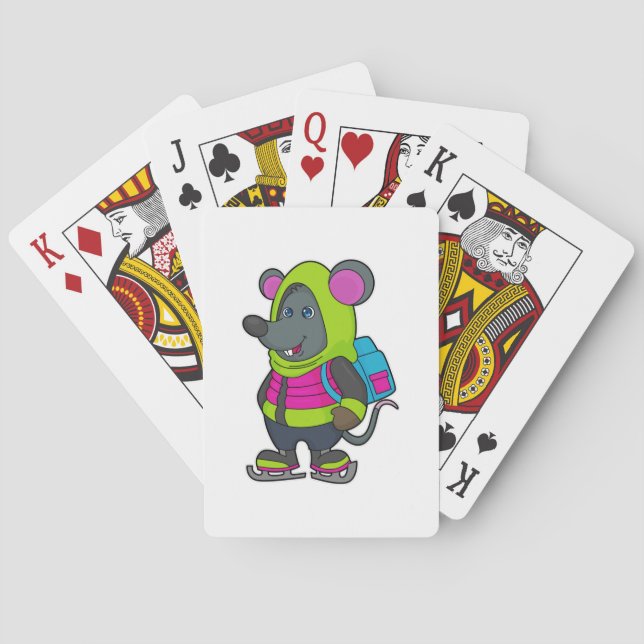 Jeu De Cartes Souris au patinage sur glace avec patins sur glace (dos)