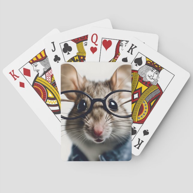Jeu De Cartes Souris de champ Portant des lunettes (dos)