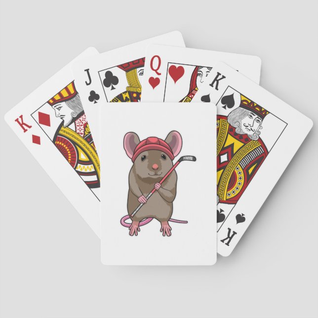 Jeu De Cartes Souris de hockey sur glace avec bâton de hockey su (dos)
