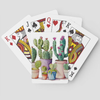 Jeu De Cartes Southwestern watercolor cactus succulents in pots