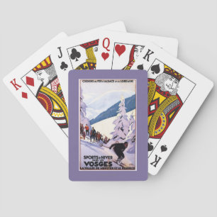 Jeu De Cartes Spectateurs observant l'affiche de skieur