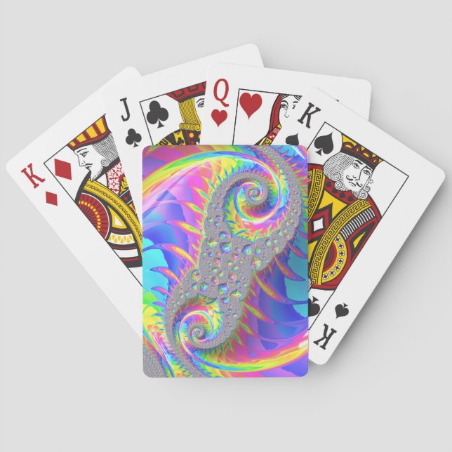 Jeu De Cartes Spirale de fractale de néon arc-en-ciel Art numéri (dos)