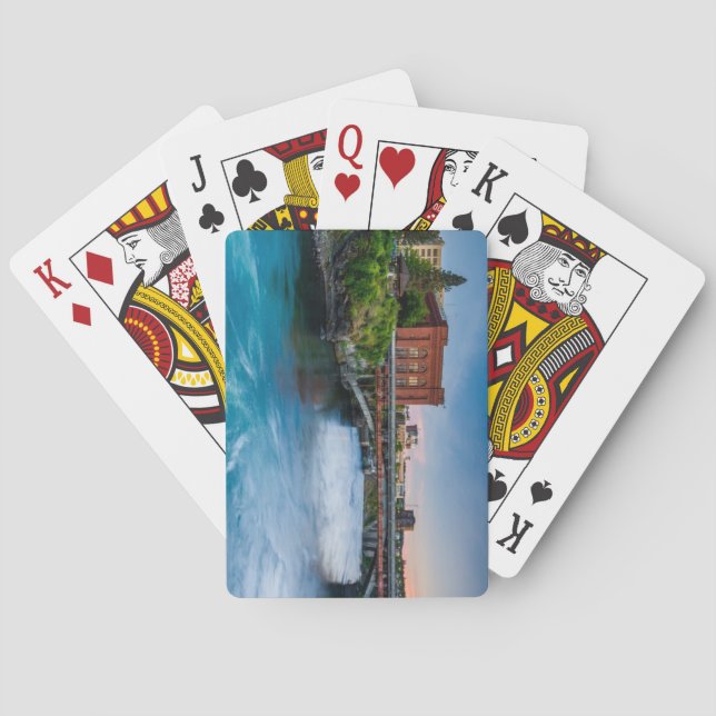 Jeu De Cartes Spokane, rivière Washington-Spokane au coucher du  (dos)
