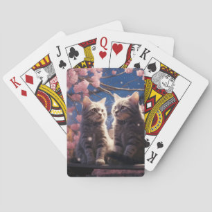 Jeu De Cartes Spring Sweet Cherry Blossoms Kittens