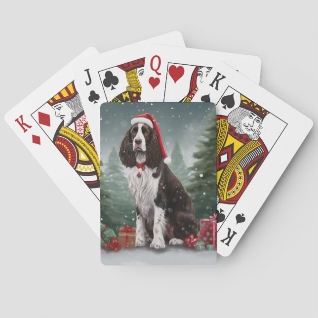 Jeu De Cartes Springer Spaniel Chien dans la neige Noël (dos)