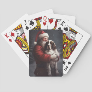 Jeu De Cartes Springer Spaniel Père Noël Noël Festif