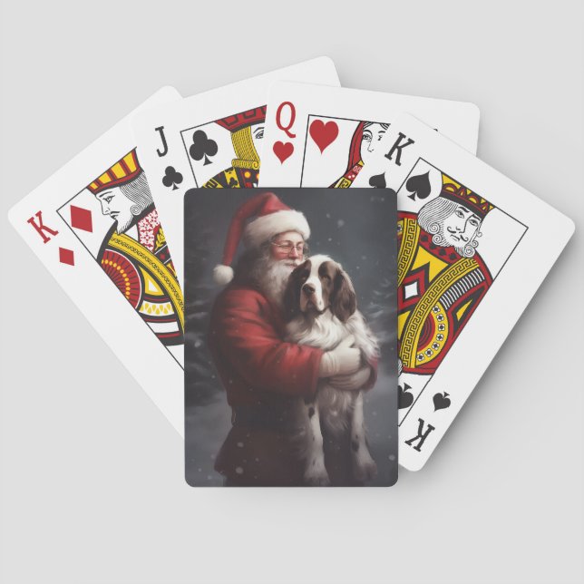 Jeu De Cartes Springer Spaniel Père Noël Noël Festif (dos)