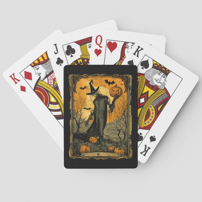 Jeu De Cartes Squelette avec carte Tarot Citrouille mal (dos)