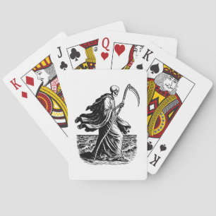 Jeu De Cartes squelette avec la faux au bord de la mer