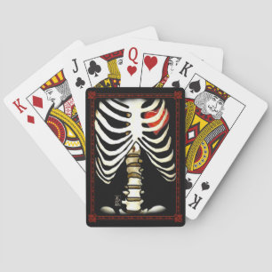 Jeu De Cartes Squelette encadré et pont noir de coeur