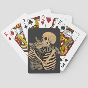 Jeu De Cartes Squelette qui étreint un chat – Cadeau mignon pour