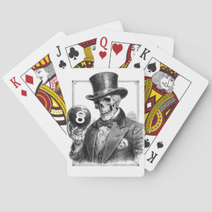 Jeu De Cartes Squelette vintage avec chapeau haut-de-forme et bo