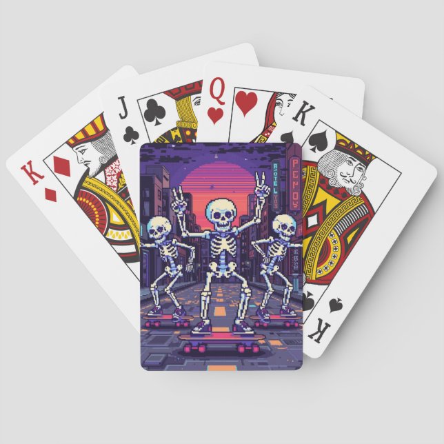 Jeu De Cartes Squelettes Cool Dans La Ville Conception De Style  (dos)